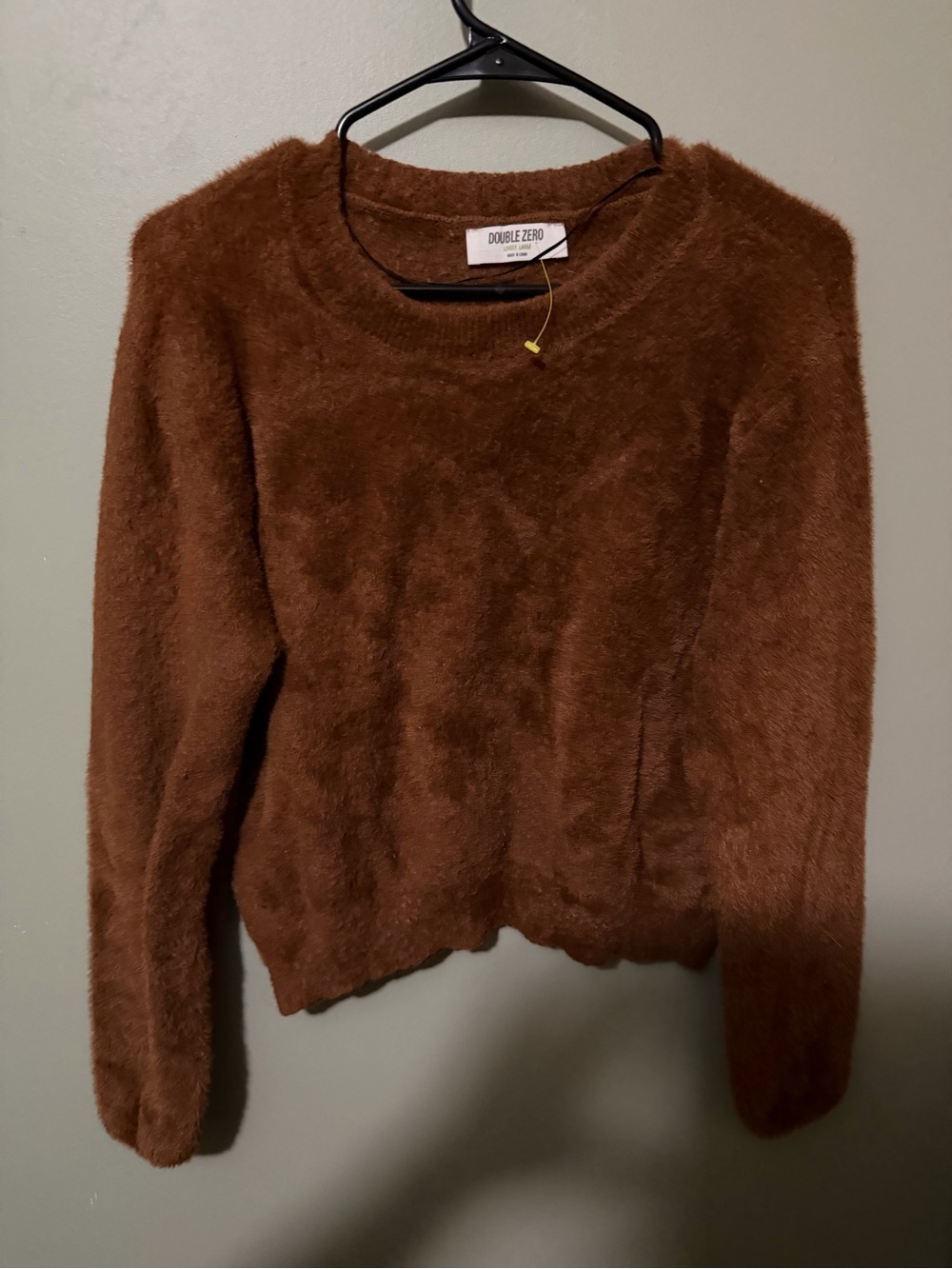 Double Zero Soft Pullover Creneck Sweater Large Brown